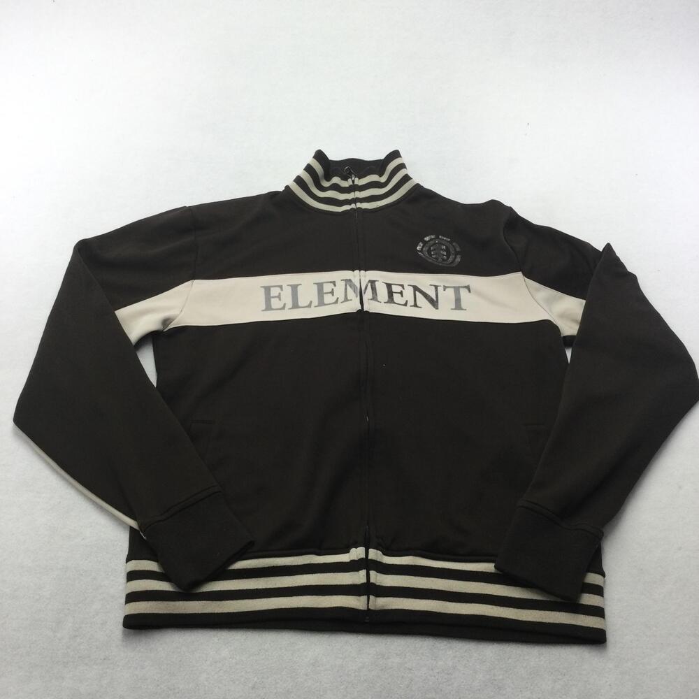 Element Jacket Mens XL Brown Tan Full Zip Track Colorblock Skateboarding Logo